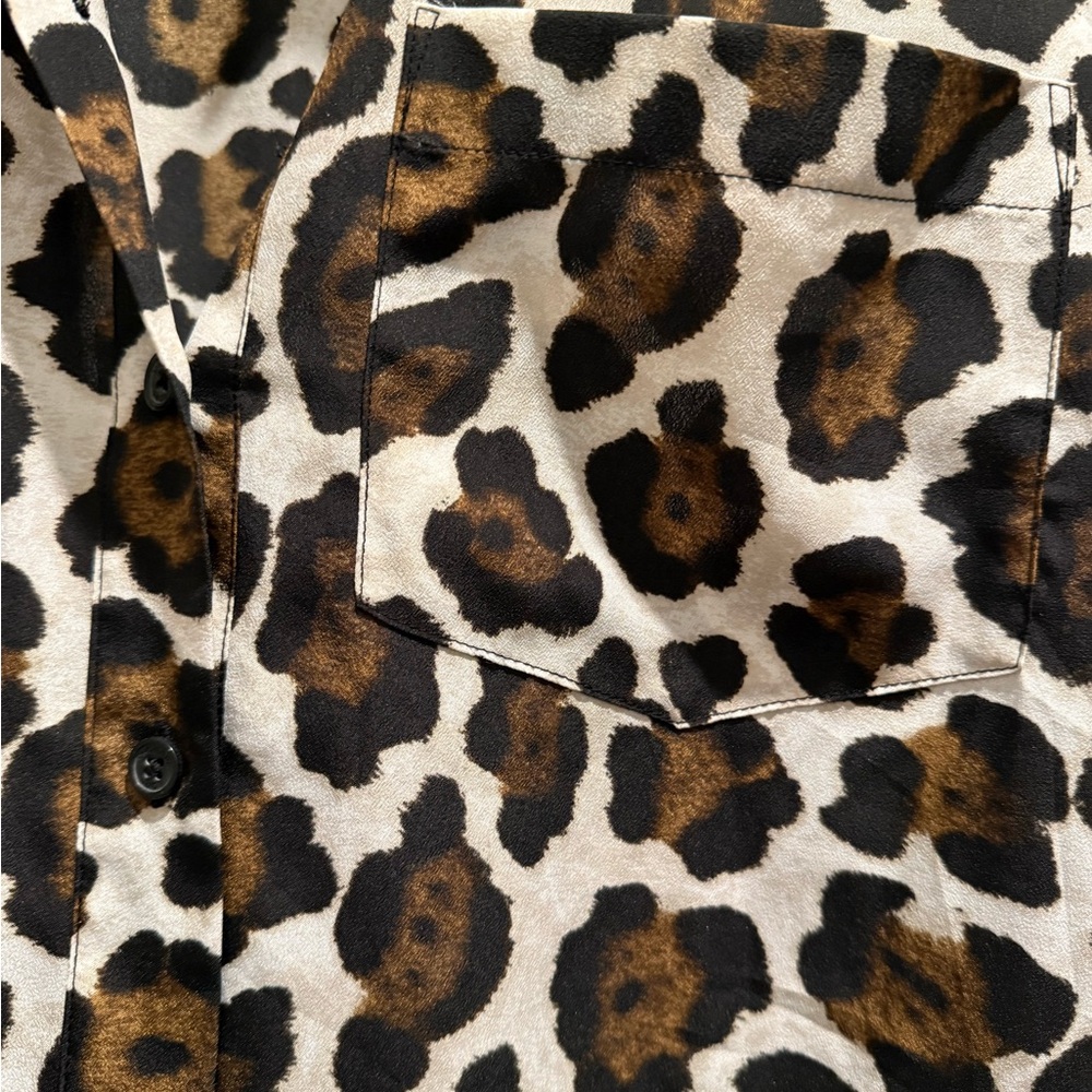 Leopard Print Button-Up Blouse - image 3